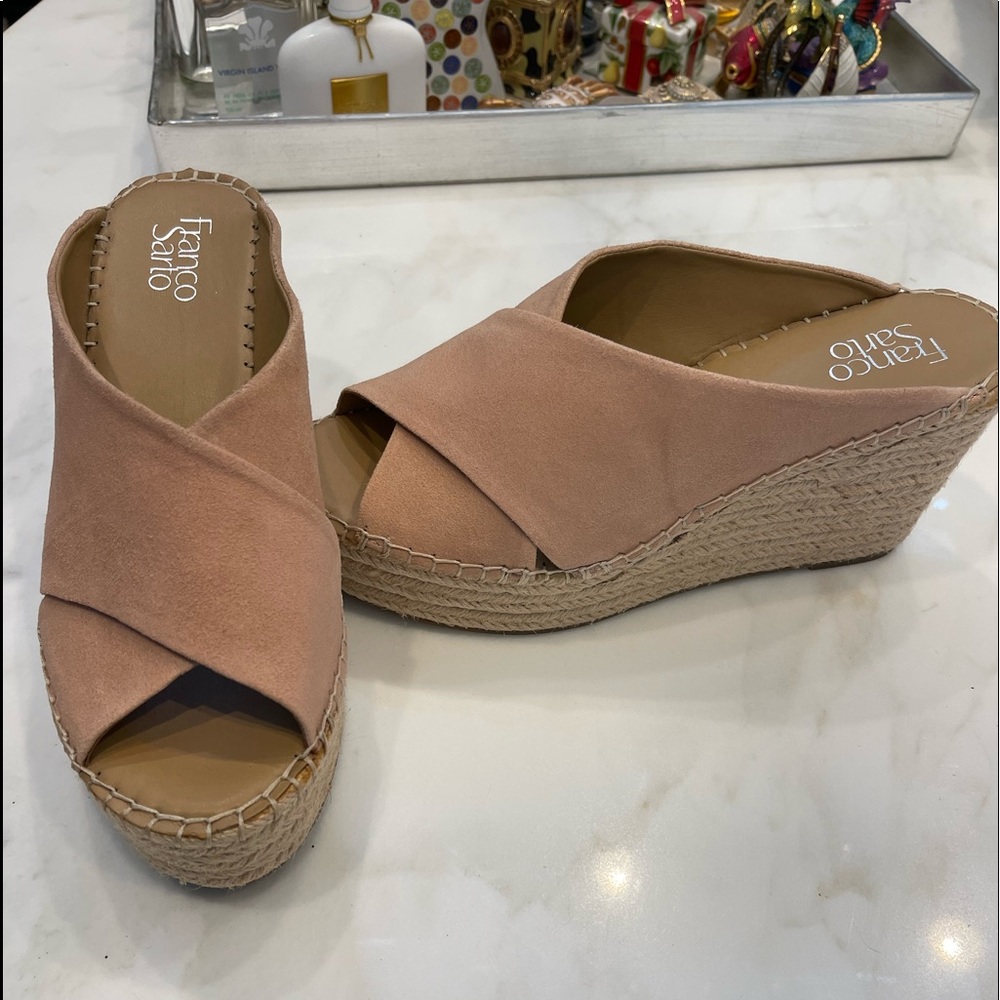 Franco Sarto raffia and suede wedge sandals